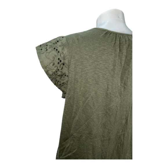 Style and Co Green Olive Flutter Sleeve women’s Blouse with Tie Front Size 1X - Picture 5 of 12